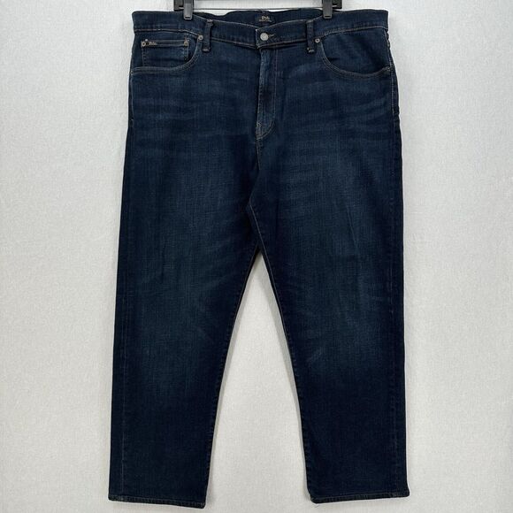 Polo Ralph Lauren Jeans Mens 44x30 Blue Prospect Straight Denim Dark Tag44x34 - Picture 1 of 13